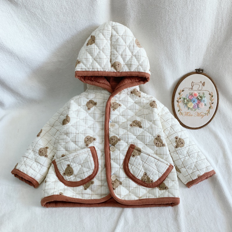 Áo khoác ấm xô muslin trần bông