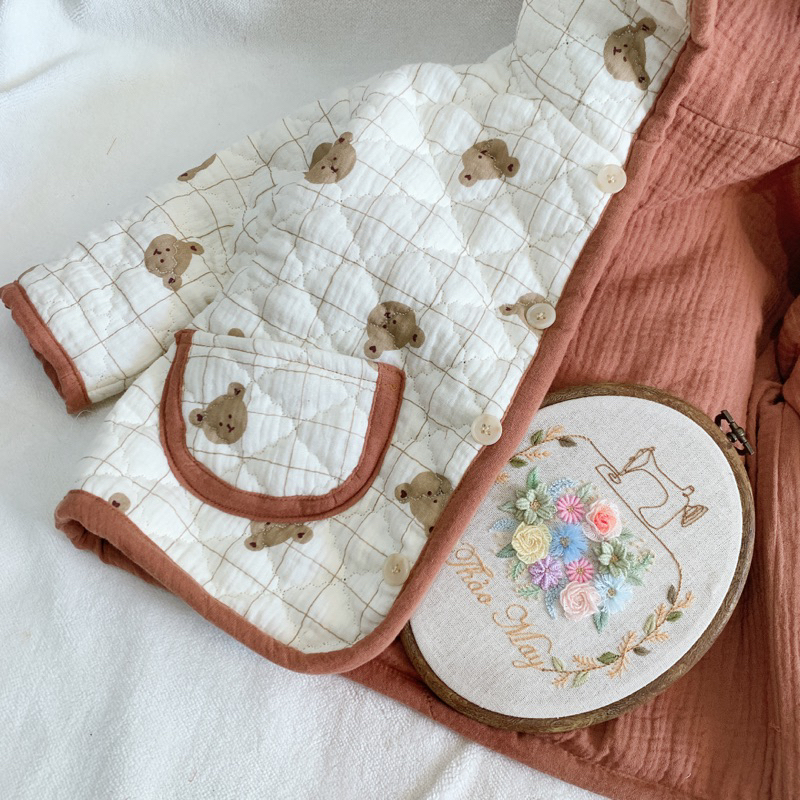 Áo khoác ấm xô muslin trần bông