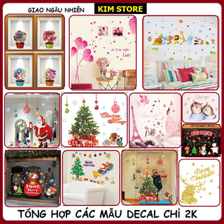 Tổng hợp tranh decal dán tường động vật nhân vật hoạt hình ông già noen cây thông giáng sinh
