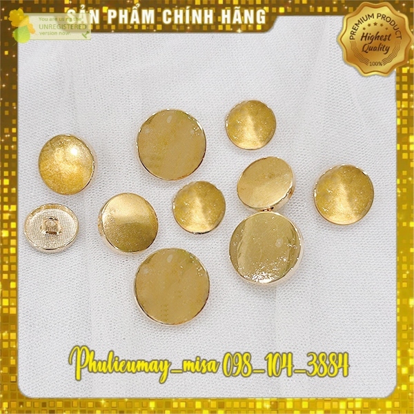 Set 5 Nút áo vest, áo kiểu bằng kim loại 2cm, 1.8cm, 1.6cm, 1.4cm, cúc áo phụ liệu may