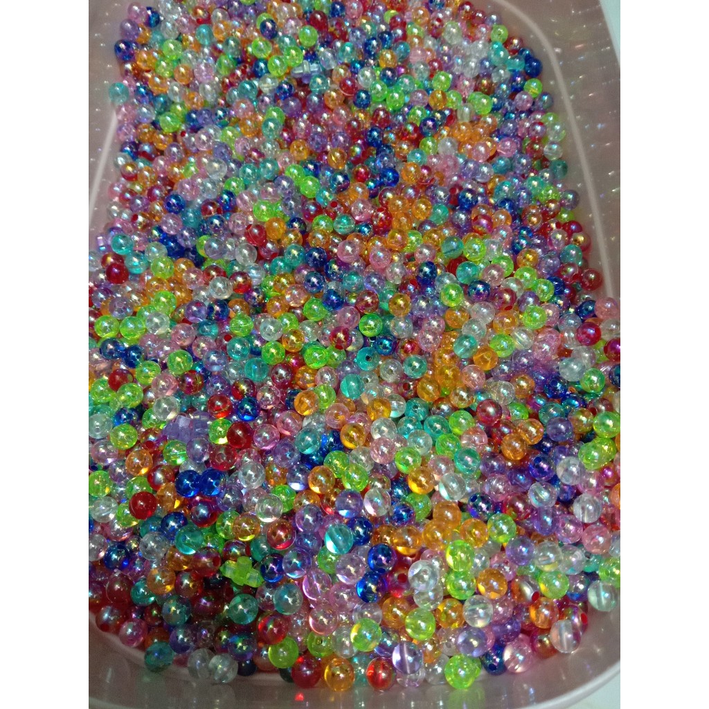 100gam hạt nhựa bóng có lỗ xỏ size 6mm nhân tạo phụ kiện tự làm vòng tay vòng cổ kết áo tại nhà