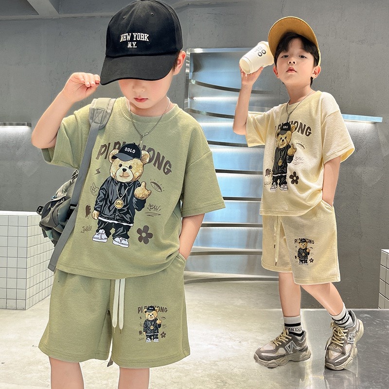 Set bộ gấu, quần, áo siêu hot cho bé trai vải loại tốt mặc mát, mềm dễ chịu