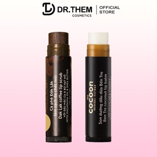 Combo Son Dưỡng Môi Dầu Dừa Bến Tre 5g Cocoon + Son Tẩy Da Chết Môi Cà phê Đắk Lắk 5g Cocoon- Dr Thêm