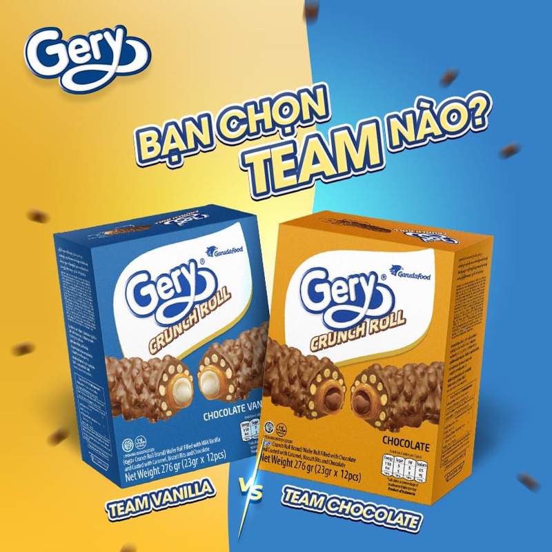 BÁNH CUỘN PHỦ SOCOLA GERY CRUNCH ROLL 276G