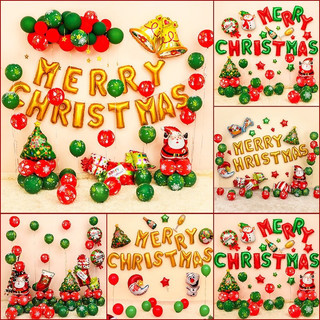 Set bóng trang trí noel giáng sinh merry christmas đầy đủ phụ kiện