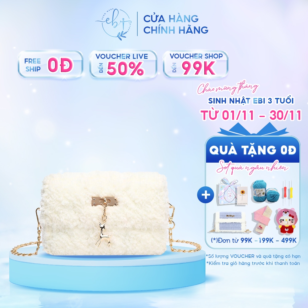 [Xả Lỗ] Túi Handmade DIY ❤️ Ebi Store - Freeship ❤️ Túi Tự Đan Len Xù Cực Kì Đơn Giản, Đầy Đủ Set Đồ Đan ❤️