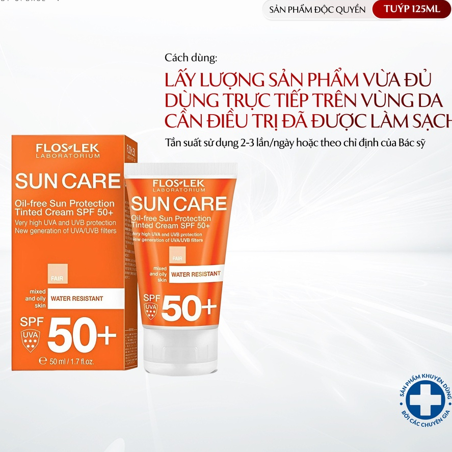 Kem Chống Nắng Cho Da Dầu Mụn Oil Free Sun Protection Tinted Cream SPF 50+ FLOSLEK Giúp Bảo Vệ Da Toàn Diện Tuýp 50ml