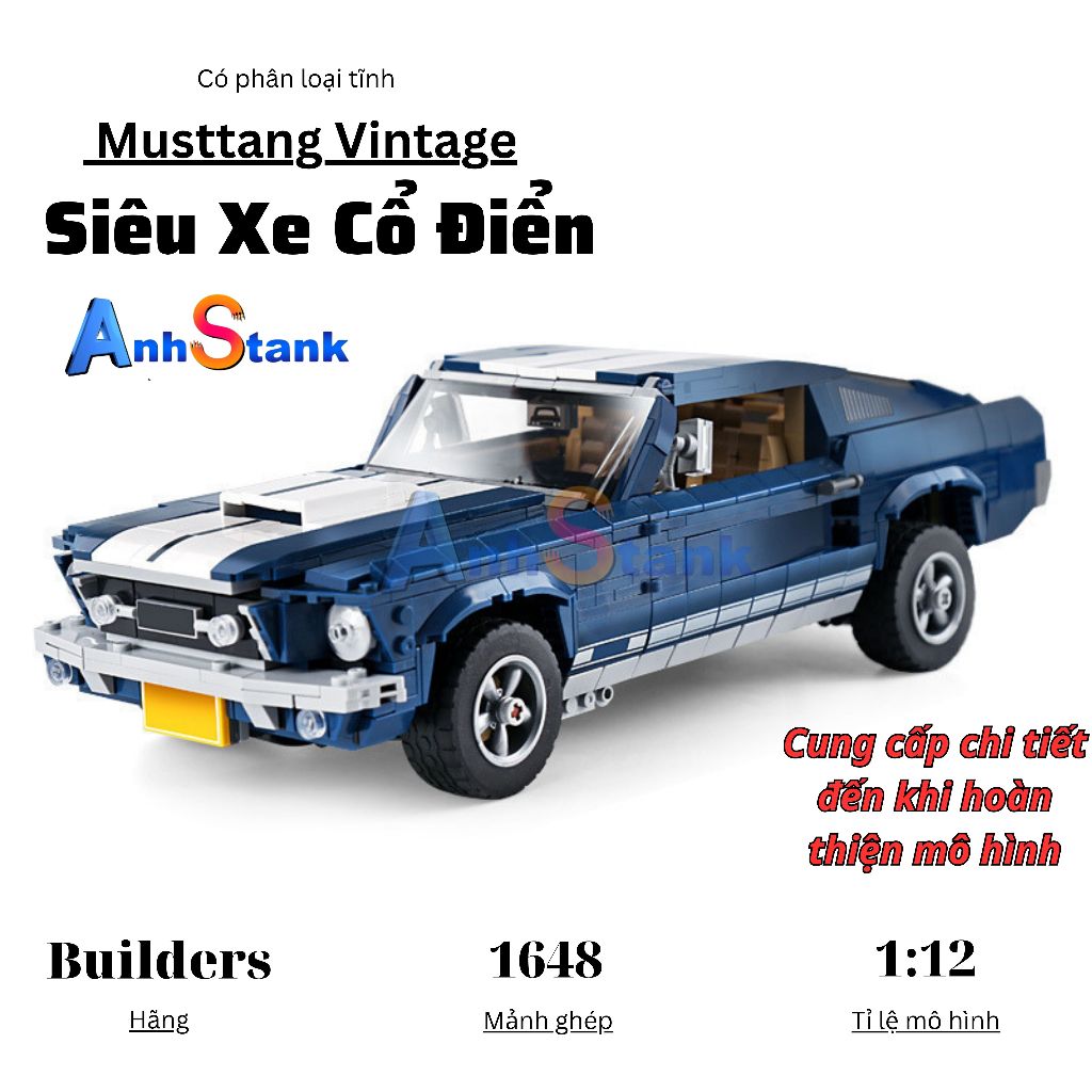 Mô hình Lắp Ráp Xe Đồ Chơi Dài 34 cm tỉ lệ 1:12 Musttang Vintage SKU 0265 1648 chi tiết  cung cấp bởi AnhStank
