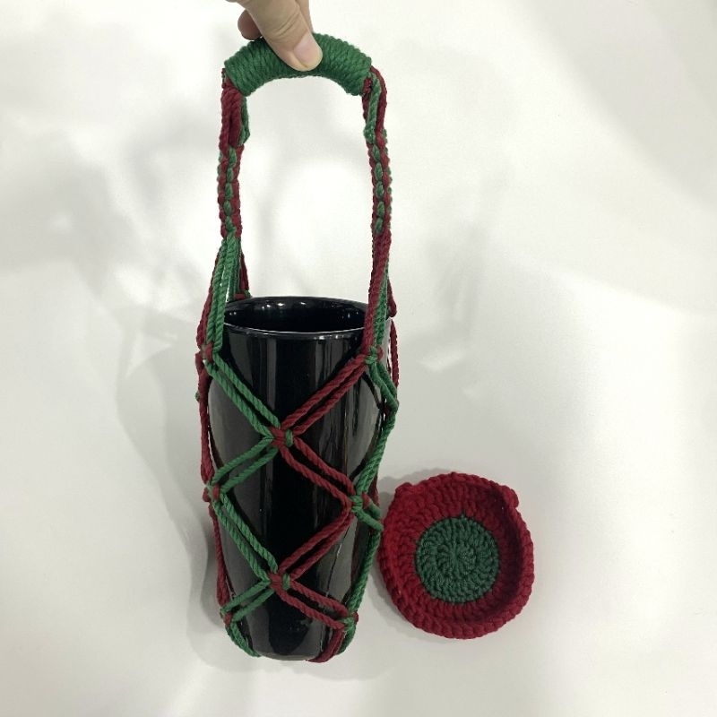 Túi đựng bình nước bình giữ nhiệt len sợi macrame