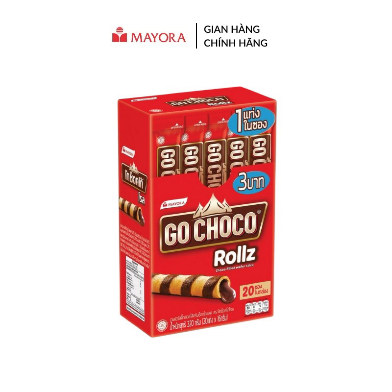 Bánh quế kem socola Go Choco rollz 320gx 20 que