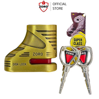 Ổ khoá đĩa xe máy ZORO chống trộm chìa tròn màu vàng đồng, chất liệu thép chống gỉ chống nước