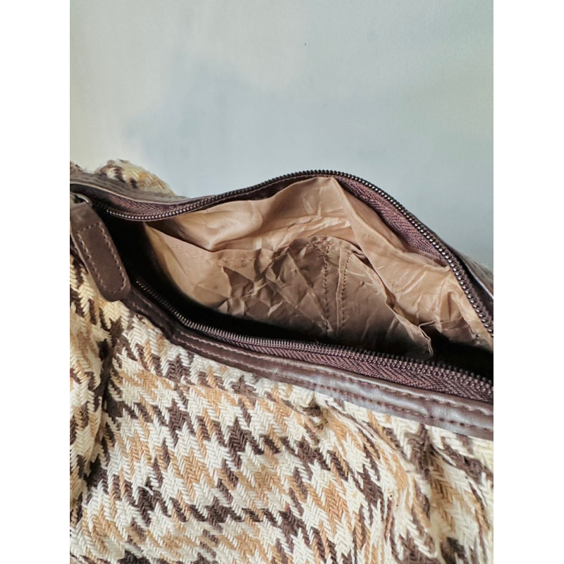 Túi đeo vai dệt phối dây da 2hand