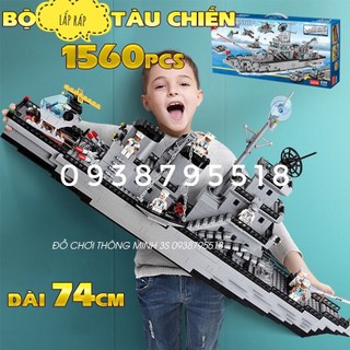 Hộp quà tặng đồ chơi lắp ráp mô hình tàu chiến 1560 chi tiết, đồ chơi lắp ráp thông minh chiến hạm 1560pcs