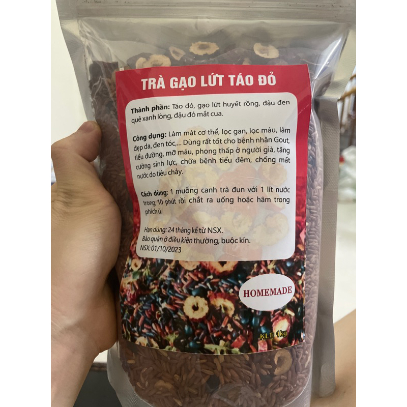 Trà táo đỏ gạo lứt túi zip 1kg