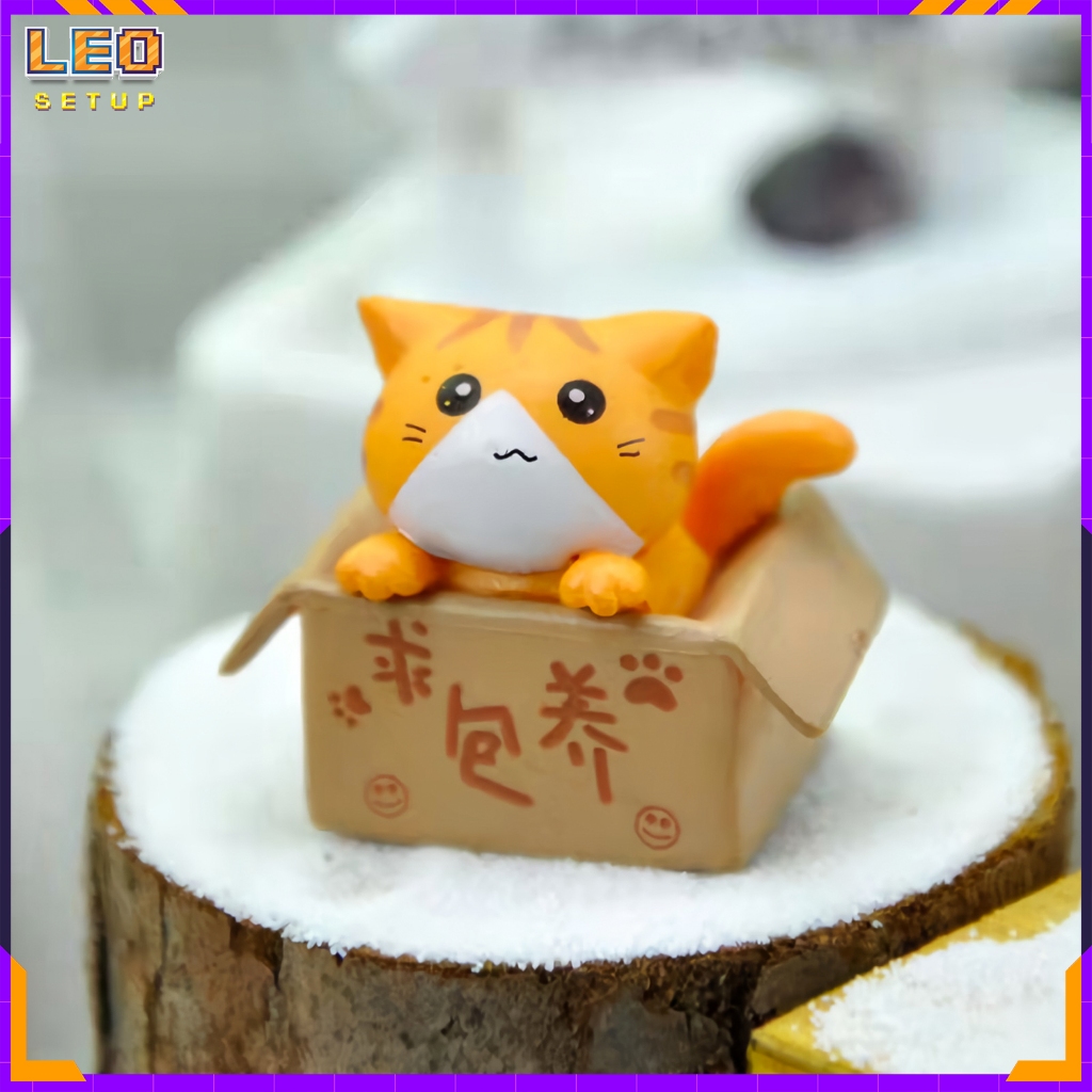 Mô hình mèo trong hộp, figure mini decor bàn học bàn làm việc, xe hơi trang trí nhà cửa tiểu cảnh mini terrarium