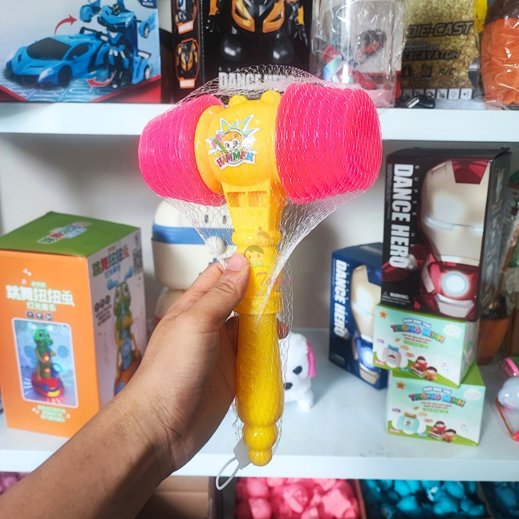 Búa đồ chơi, búa hơi 2 đầu gõ kêu bíp bíp, giáo cụ dạy học cho bé