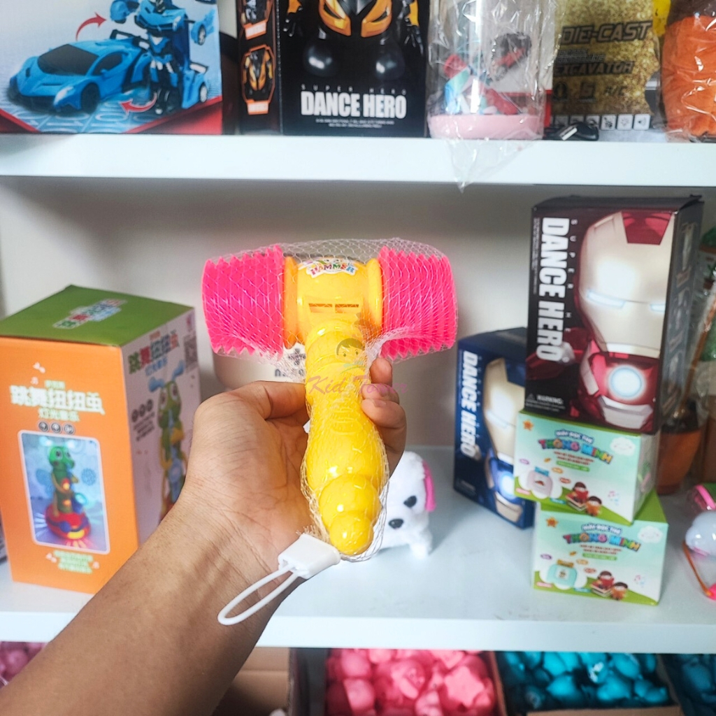 Búa đồ chơi, búa hơi 2 đầu gõ kêu bíp bíp, giáo cụ dạy học cho bé