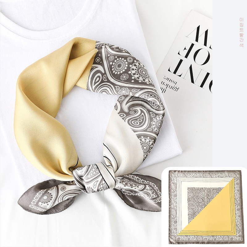 Khăn lụa vuông quàng cổ cho nữ, khăn bandana lụa đa năng nhiều họa tiết, màu sắc vintage thời trang