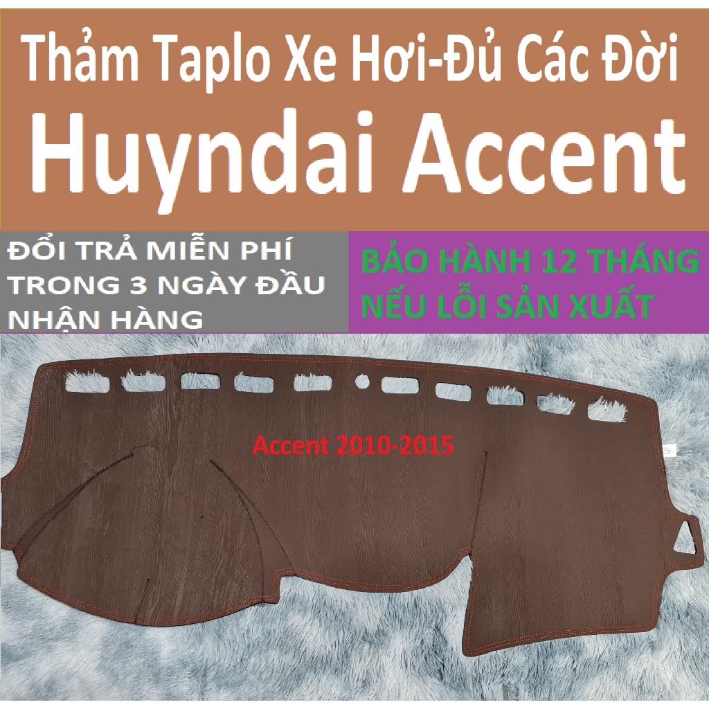 Thảm Lót Mặt Taplo Huyndai Accent 2010-2023,Chống Nóng Bảo Vệ Bề Mặt Taplo Xe Hơi Ô Tô Hàng 3 Lớp
