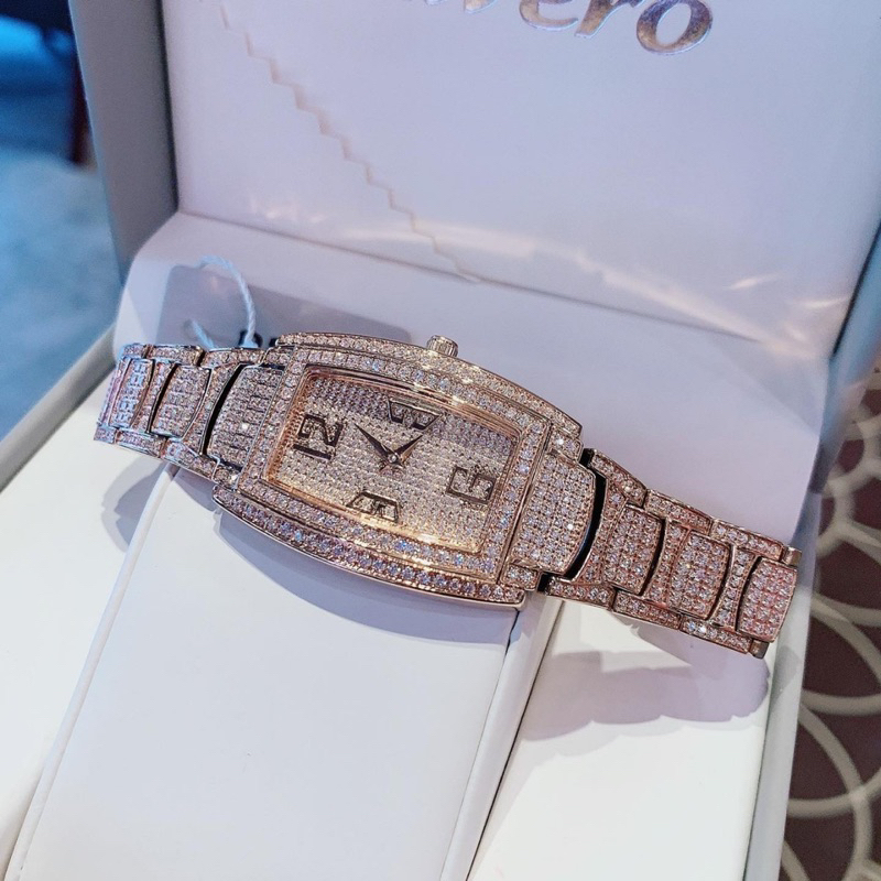 Đồng hồ nữ chính hãng R9024 đá nạm full mặt lẫn quai 9024 mặt chữ nhật siz 36mm