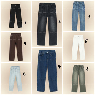 Quần jeans trơn ống suông basic đen trắng nâu