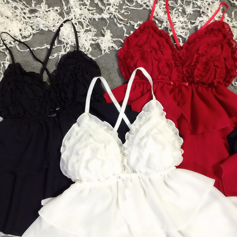 Đồ ngủ sexy voan phối ren xuyên thấu gợi cảm