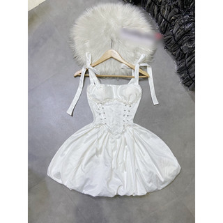 Đầm xoè cúp ngực phối nơ eo