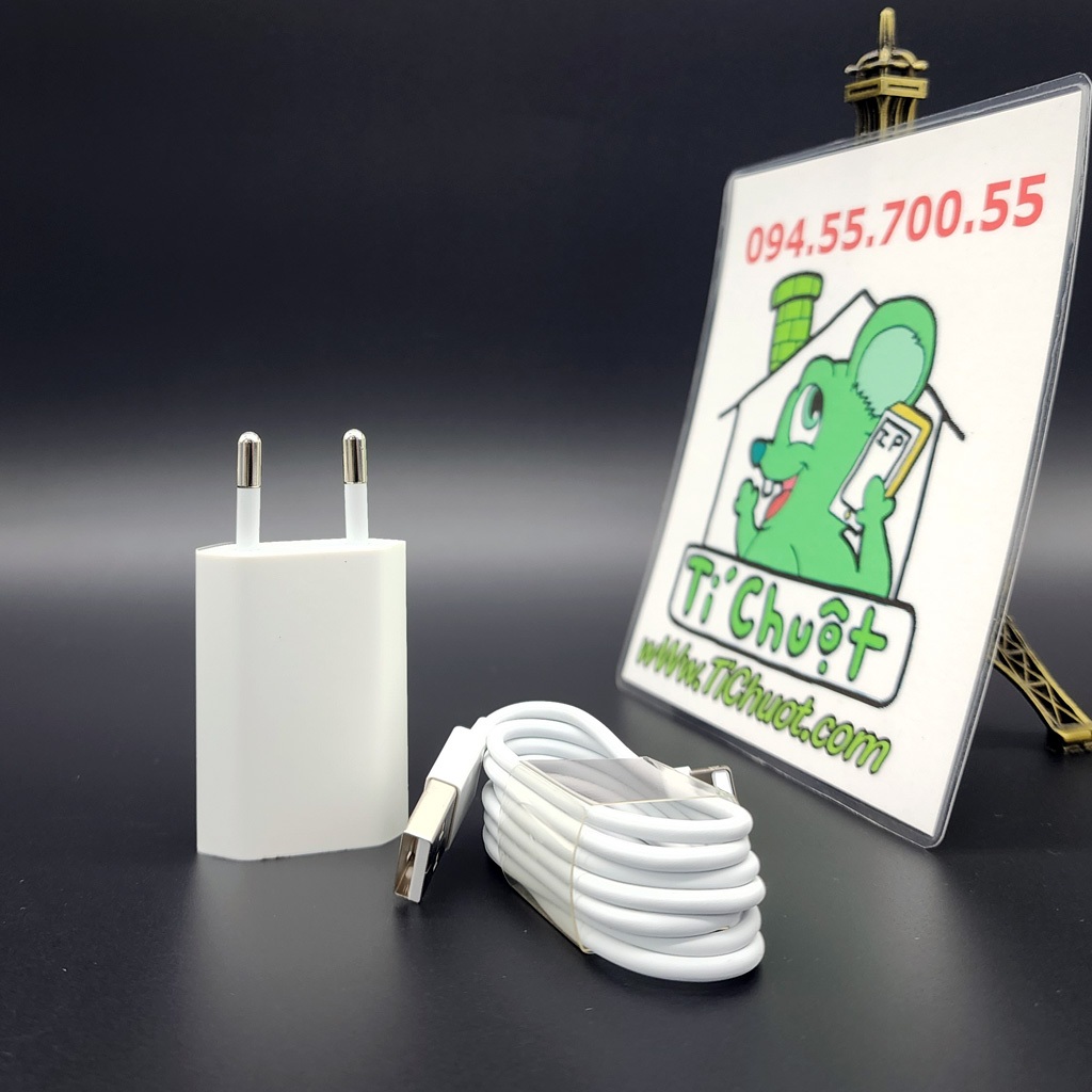Sạc 5W 5V-1A Logo Táo Cốc Dẹp Dài 2 Chấu Tròn