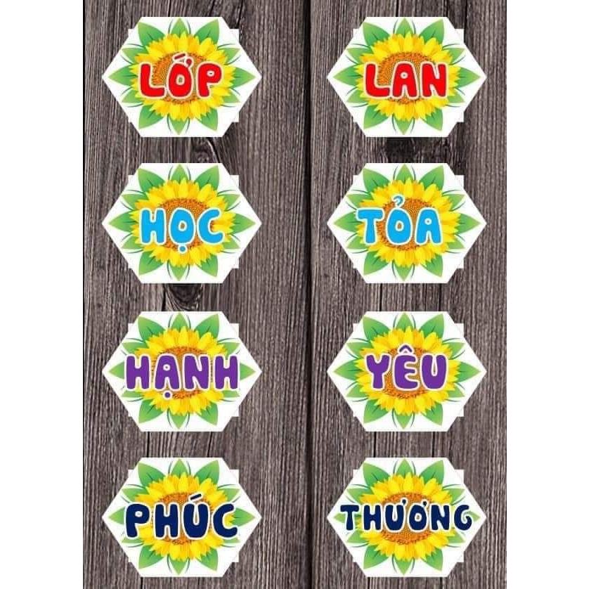 Khẩu hiệu "lớp học hạnh phúc lan tỏa yêu thương" trang trí lớp học. Sp không kèm hoa