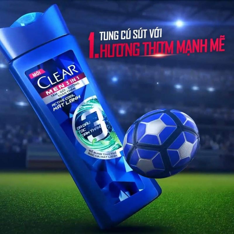 (70gr) Tắm gội Clear Men 3 in 1 Tắm gội dưỡng - Dầu gội clear bạc hà sạch gàu