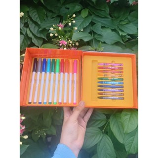 Bộ bút màu Colokit Fiber Pen 10 bút sáp _10 bút lông  rửa được ngòi chóp viết nét