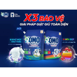 Nước giặt OMO Matic cửa trước bền màu tinh chất Lựu Tre túi 2kg