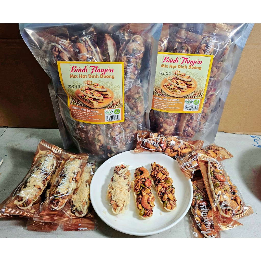 1KG Bánh thuyền mix hạt dinh dưỡng đồ ăn vặt healthy giảm cân không đường