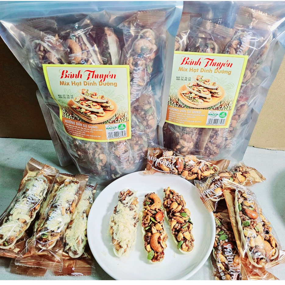 1KG Bánh thuyền mix hạt dinh dưỡng đồ ăn vặt healthy giảm cân không đường