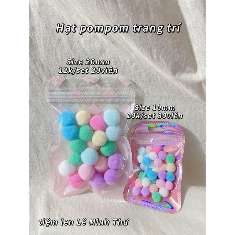 Hạt pompom trang trí giáng sinh 10mm/20mm
