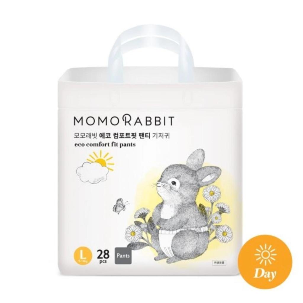 [combo 4  tặng 1] Tả / Bỉm Quần Momo Rabbit ban ngày Eco Comfort Fit Size L28 miếng (9-14kg)