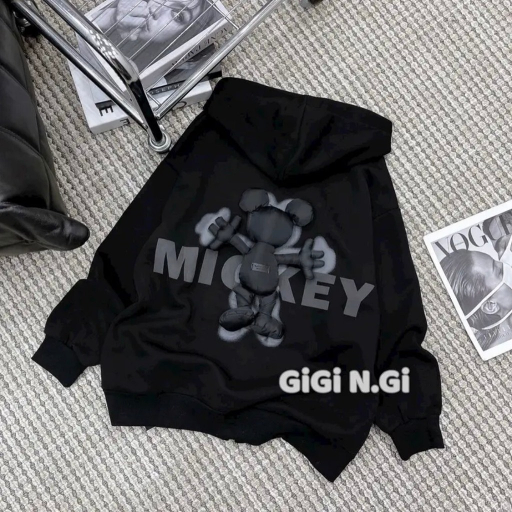 Áo hoodie, áo doodie khóa zip mickey chất liệu nỉ bông nam nữ