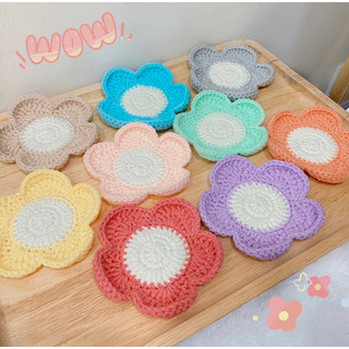 Đế lót ly bằng len hình hoa năm cánh cutoeee