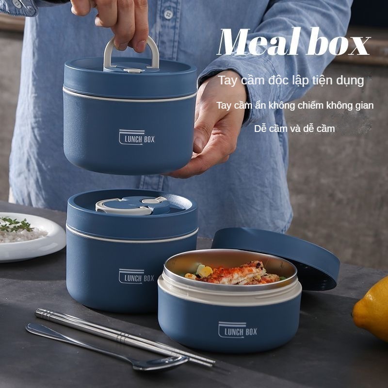 Hộp cơm Hộp đựng cơm tầng Inox 304 chống gỉ, sang trọng tặng kèm túi đựng