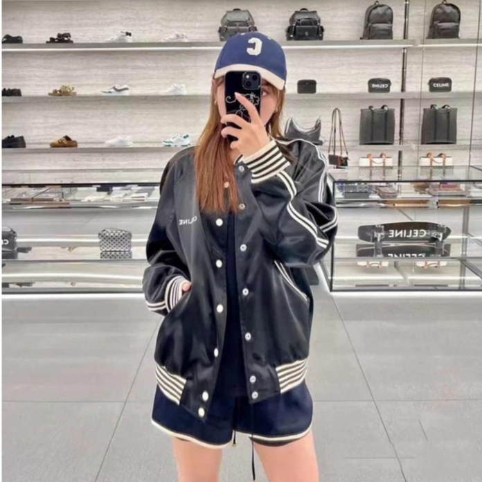 Áo khoác bom.ber Ce.line thêu -3439b