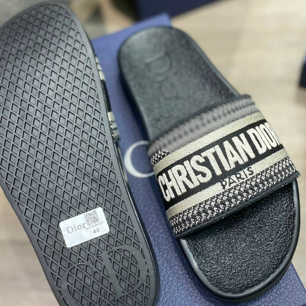 Dép quai ngang Chris.tian Dio neww 2023, Dép quai ngang Dio vải thêu