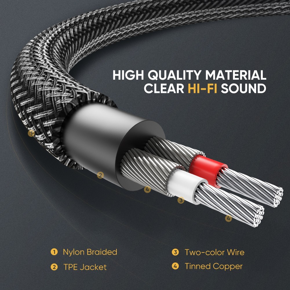 Dây Audio 3.5mm Ra 2 Đầu RCA  UGREEN 14K, Đầu mạ Vàng, Kết Nối Siêu Ổn Định, Bảo Hành 12 Tháng.