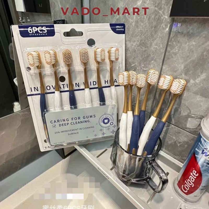 Set 6 Bàn Chải Đánh Răng Nội Địa Cao Cấp Mềm Mại Chải Siêu Êm VADO.MART