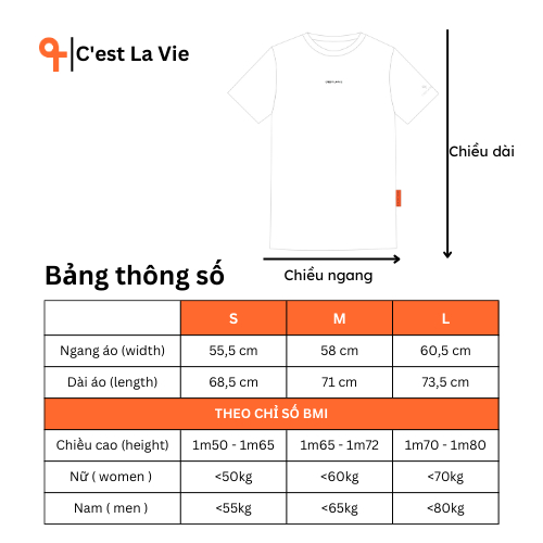 [Hàng Hiệu]Áo thun local brand unisex By C'est La Vie áo form oversize Lantana T-shirt White 100% cotton, nam nữ, size S