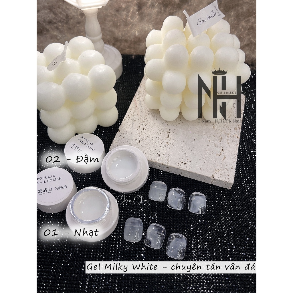 Gel milky white chuyên tán vân đá, Gel gạo làm loang vân đá, gel mixing, phụ kiện nail chính hãng