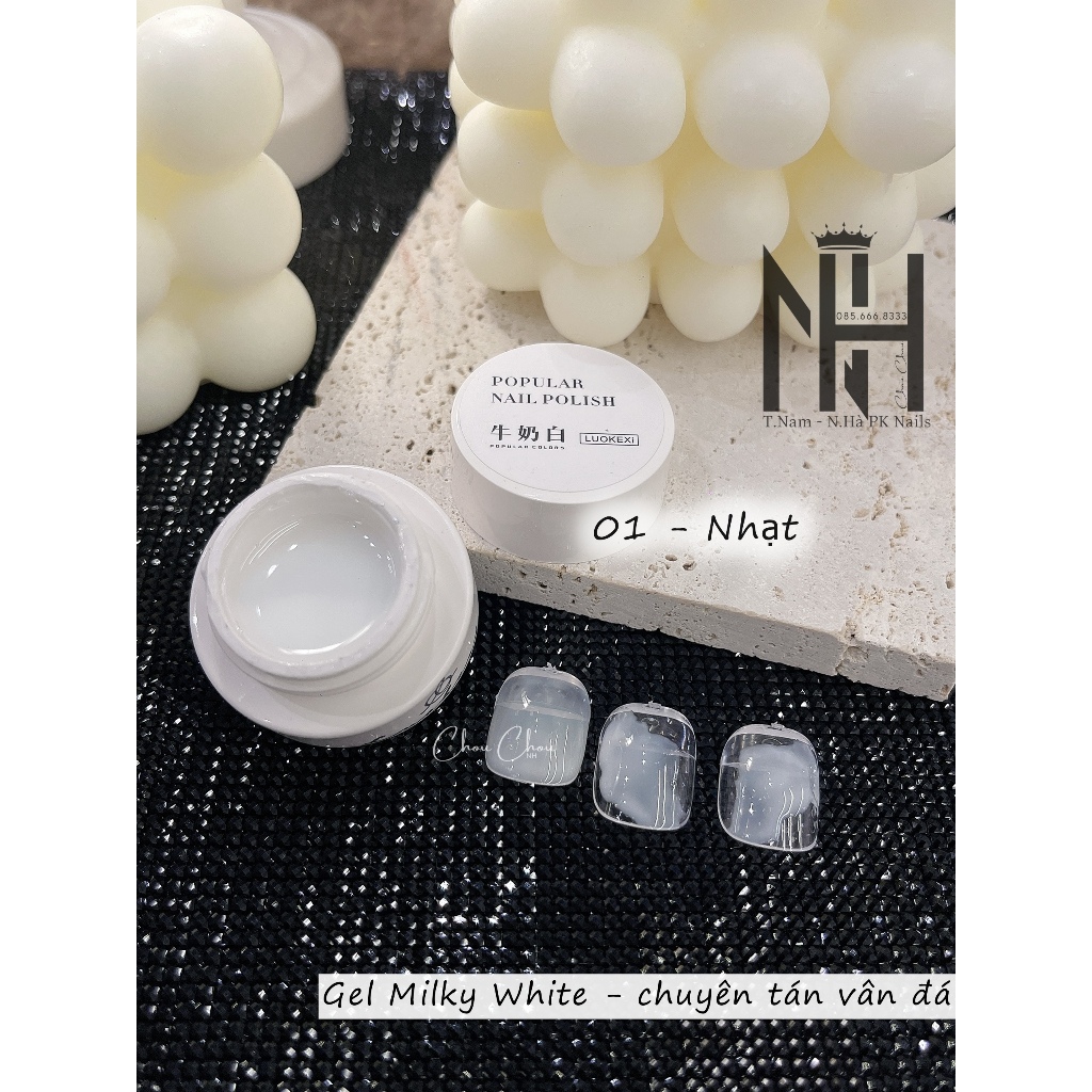 Gel milky white chuyên tán vân đá, Gel gạo làm loang vân đá, gel mixing, phụ kiện nail chính hãng