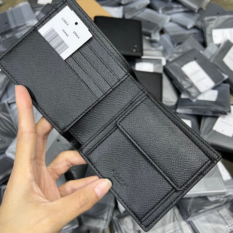 Ví nam coach coin dáng ngắn có thêm ngăn bên trong