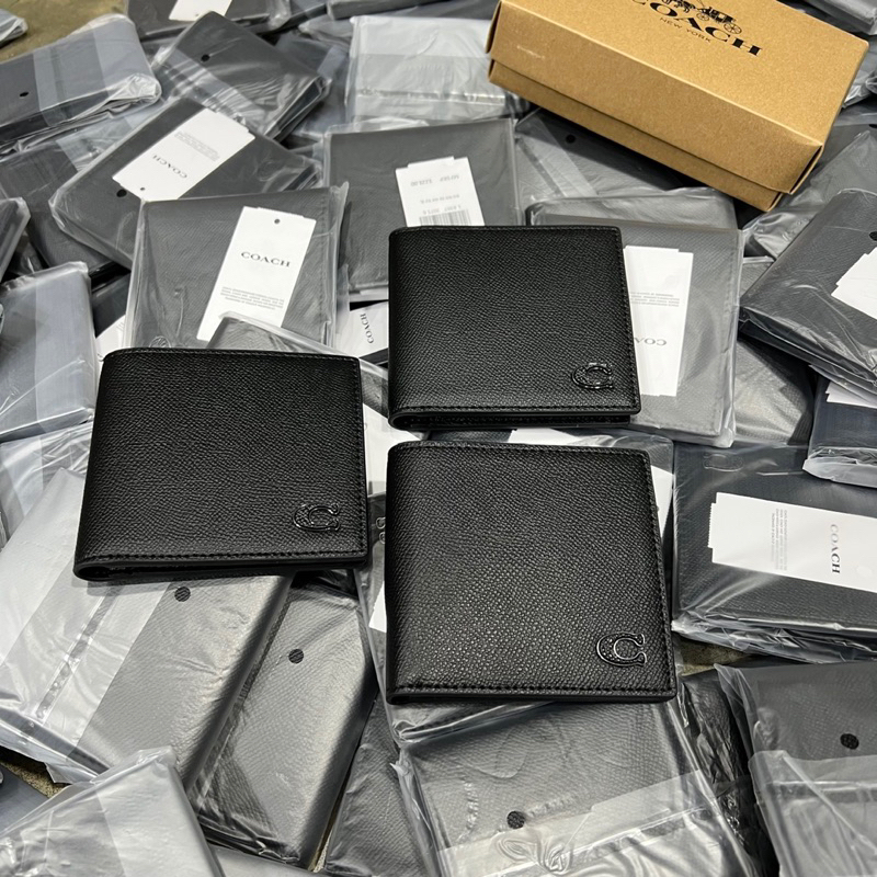 Ví nam coach coin dáng ngắn có thêm ngăn bên trong