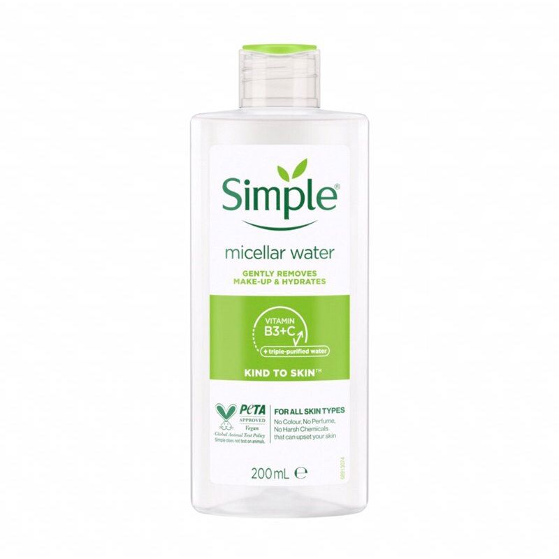 Nước tẩy trang Simple 200ml mẫu mới làm sạch da sau trang điểm phù hợp cho da nhạy cảm và mọi loại da