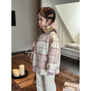 𝒀𝑰𝒀𝑨𝒀𝑨 𝑲𝑰𝑫𝑺 (Y1115)-Áo khoác dạ kẻ nâu